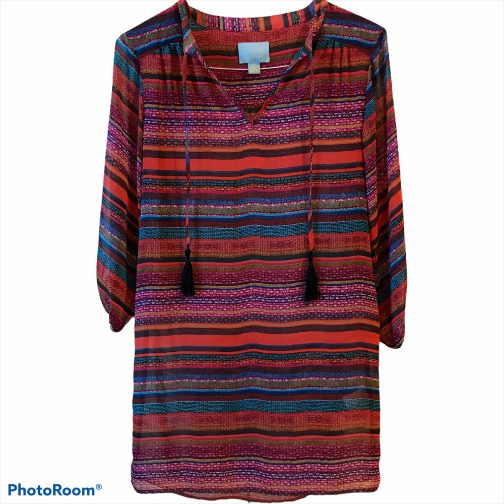 Cece Cynthia Steffe Size 8 Top Sheer Blouse Tunic